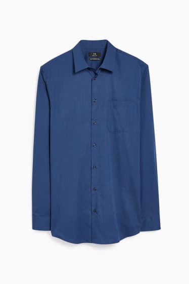 Uomo - Camicia business - regular fit - colletto all'italiana - maniche ultracorte - blu scuro