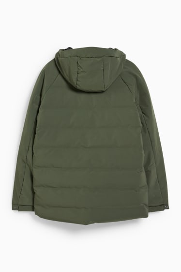 Men - Quilted jacket with hood - water-repellent - dark green