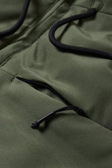 Men - Quilted jacket with hood - water-repellent - dark green