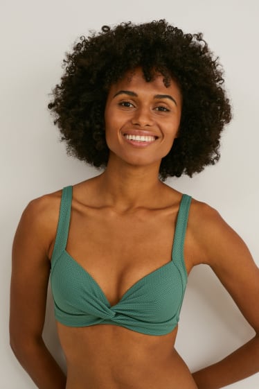 Femei - Top bikini cu nod - vătuit - LYCRA® XTRA LIFE™ - verde închis