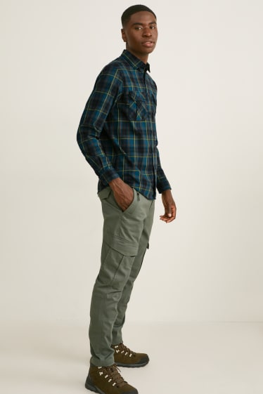 Hombre - Camisa de franela - regular fit - kent - THERMOLITE® - de cuadros - azul oscuro