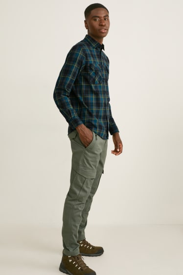 Men - Flannel shirt - regular fit - Kent collar - THERMOLITE® - check - dark blue