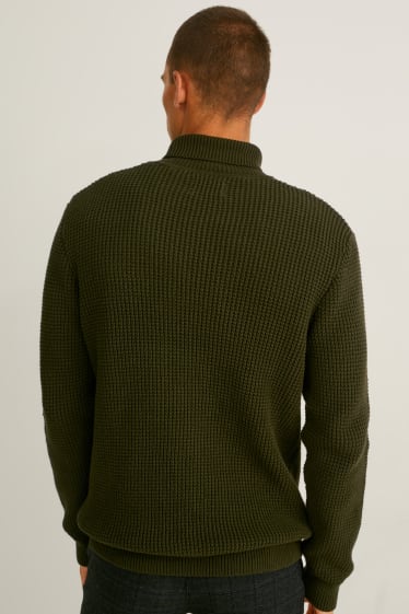 Men - Polo neck jumper - khaki