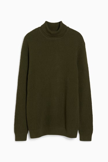 Men - Polo neck jumper - khaki