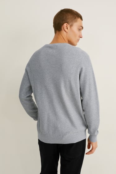 Mężczyźni - Sweter - jasnoszary-melanż