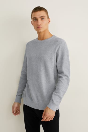Mężczyźni - Sweter - jasnoszary-melanż