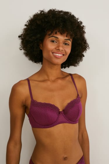 Donna - Reggiseno con ferretti - FULL COVERAGE - imbottito - bordeaux