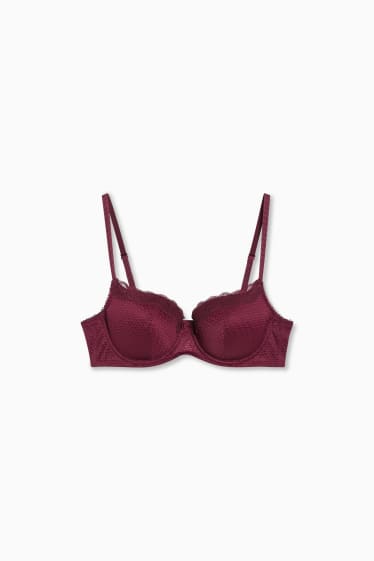 Women - Underwire bra - FULL COVERAGE - padded - bordeaux