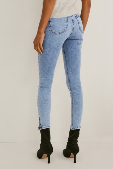 Dames - Skinny jeans - high waist  - jeansblauw