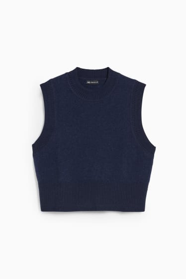 Damen - Crop Pullunder - dunkelblau
