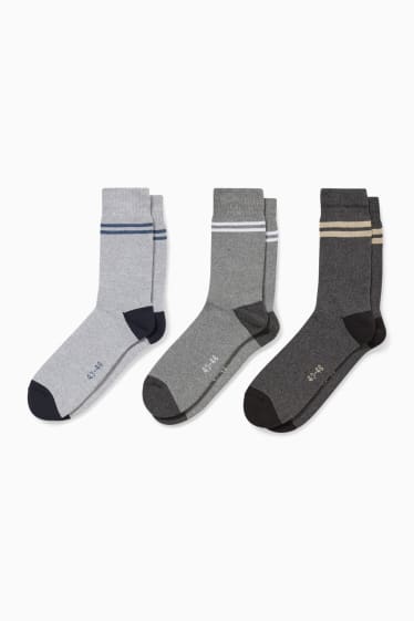 Pánské - Multipack 3 ks - ponožky - LYCRA® - šedá-žíhaná