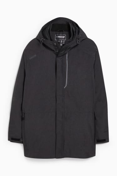 Hommes - Parka à capuche - imperméable - gris chiné