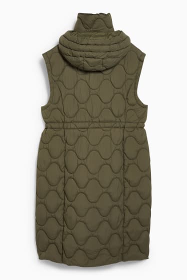 Women - Quilted gilet with hood - green