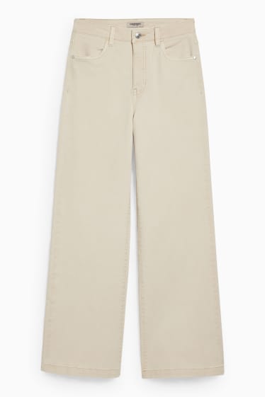 Femmes - CLOCKHOUSE - jean à jambes évasées - high waist - blanc crème