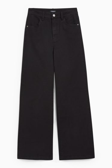 Dames - CLOCKHOUSE - wide leg jeans - high waist - zwart