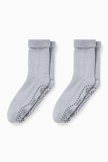 Donna - Confezione da 2 - calzini antiscivolo - grigio melange