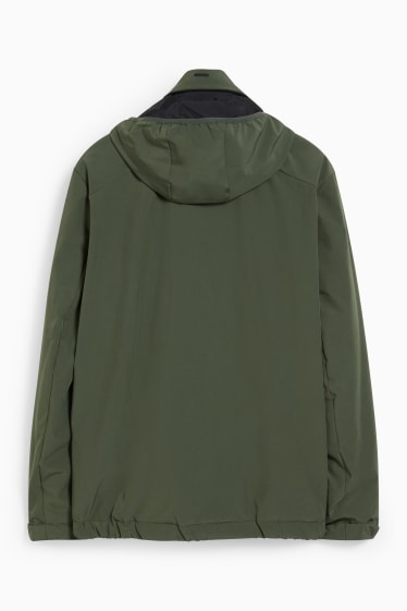 Men - Outdoor jacket with hood - water-repellent - green