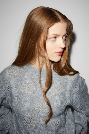 Femmes - CLOCKHOUSE - pull - motif tressé - gris clair chiné