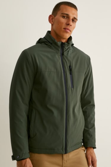 Mężczyźni - Funkcyjna kurtka z kapturem - nieprzemakalna - zielony