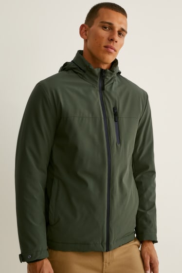 Men - Outdoor jacket with hood - water-repellent - green