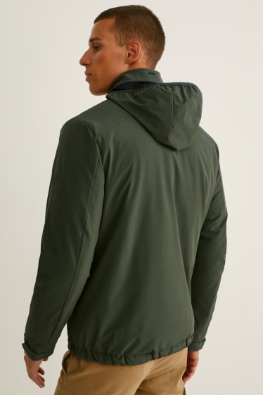 Men - Outdoor jacket with hood - water-repellent - green