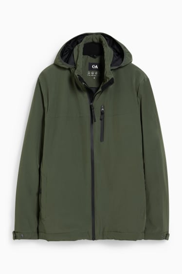 Men - Outdoor jacket with hood - water-repellent - green