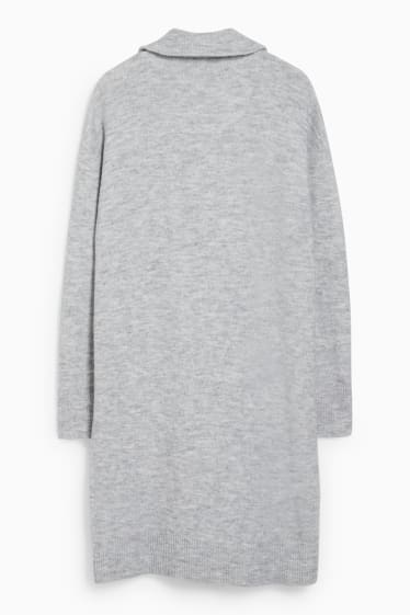 Women - Knitted dress  - light gray-melange