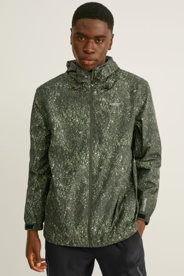 Hommes - Veste de sport à capuche - à motif - vert chiné