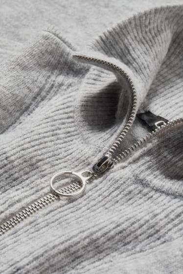 Women - Knitted dress  - light gray-melange
