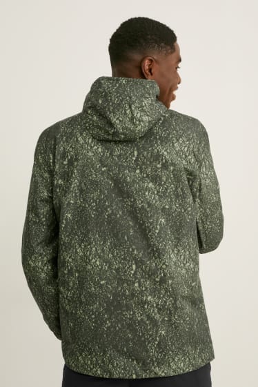 Hommes - Veste de sport à capuche - à motif - vert chiné