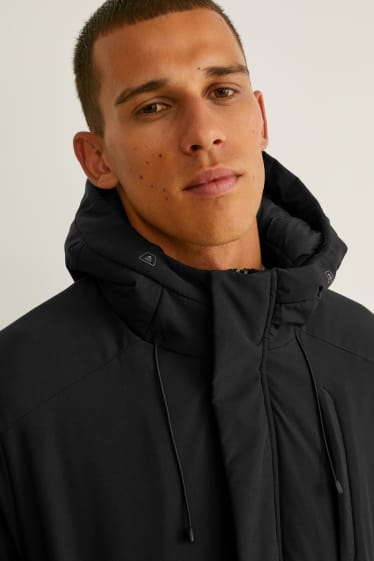 Heren - Sportparka met capuchon - zwart