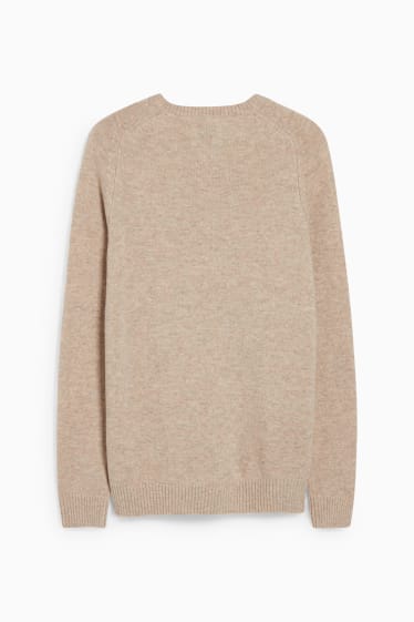 Hommes - Pull en laine vierge - taupe