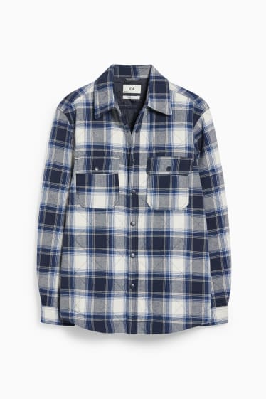 Men - Shirt jacket - check - dark blue / white