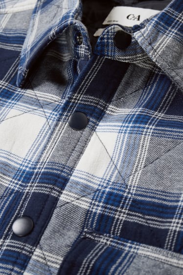 Home - Sobrecamisa - de quadres - blau fosc / blanc