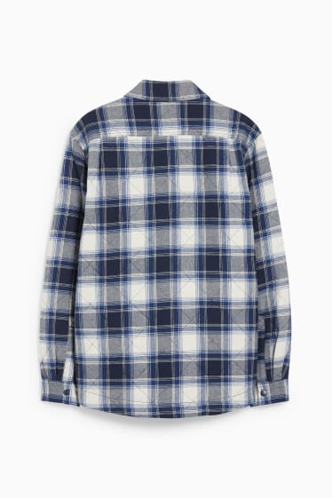 Men - Shirt jacket - check - dark blue / white