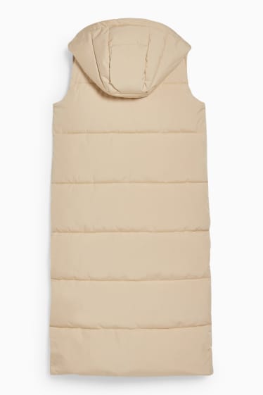 Dames - Gewatteerd vest met capuchon - beige