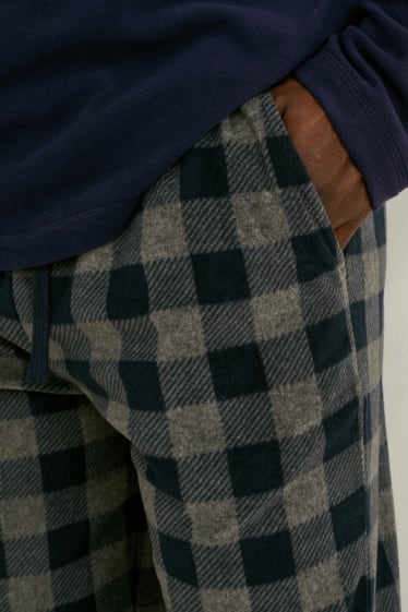 Herren - Fleece-Pyjama - dunkelblau / grau