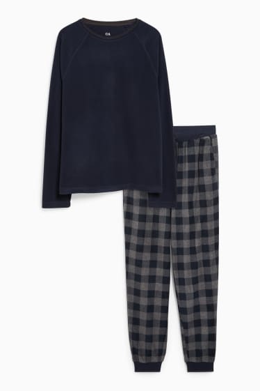 Hombre - Pijama de forro polar - azul oscuro / gris