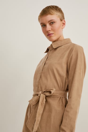 Donna - Vestito di velluto a coste - beige