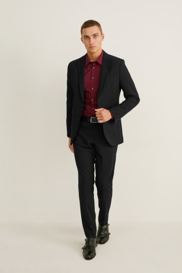 Heren - Business-overhemd - slim fit - kent - gemakkelijk te strijken - bordeaux