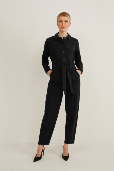 Damen - Jeans-Jumpsuit - schwarz