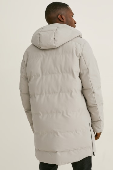 Men - Quilted jacket with hood - gray