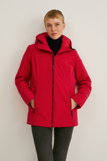 Dámské - Nepromokavá bunda s kapucí - LYCRA® - červená