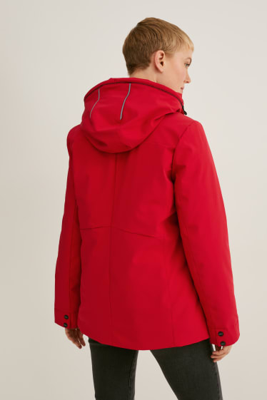 Dámské - Nepromokavá bunda s kapucí - LYCRA® - červená