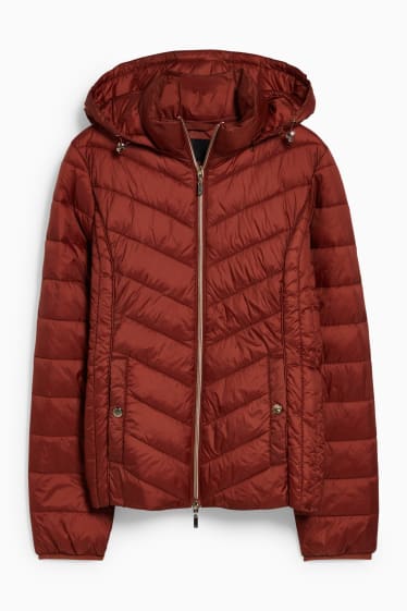 Women - Quilted jacket with hood - BIONIC-FINISH®ECO - recycled - dark red