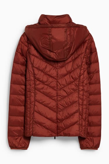 Women - Quilted jacket with hood - BIONIC-FINISH®ECO - recycled - dark red