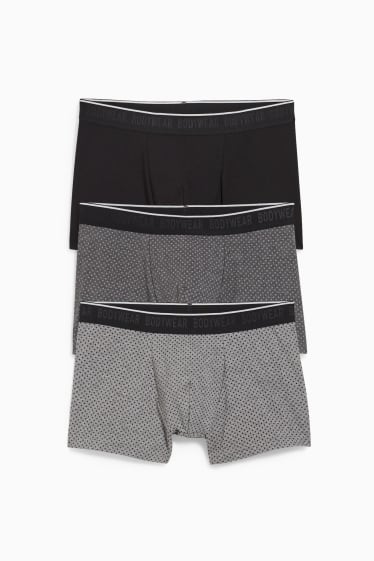 Pánské - Multipack 3 ks - boxerky - Flex - LYCRA® - černá/šedá