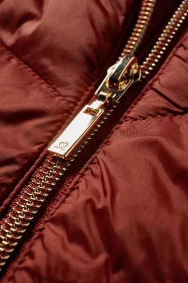 Women - Quilted jacket with hood - BIONIC-FINISH®ECO - recycled - dark red