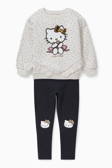 Kinderen - Hello Kitty - set - sweatshirt en legging - 2-delig - zwart / wit