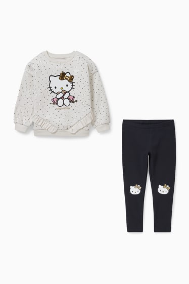 Kinderen - Hello Kitty - set - sweatshirt en legging - 2-delig - zwart / wit